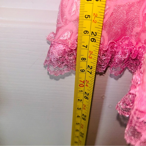 VTG Intimate Attitudes Pink Ruffle Romantic Bow Chemise Romantic Slip Teddy 1X - Picture 10 of 11